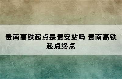 贵南高铁起点是贵安站吗 贵南高铁起点终点